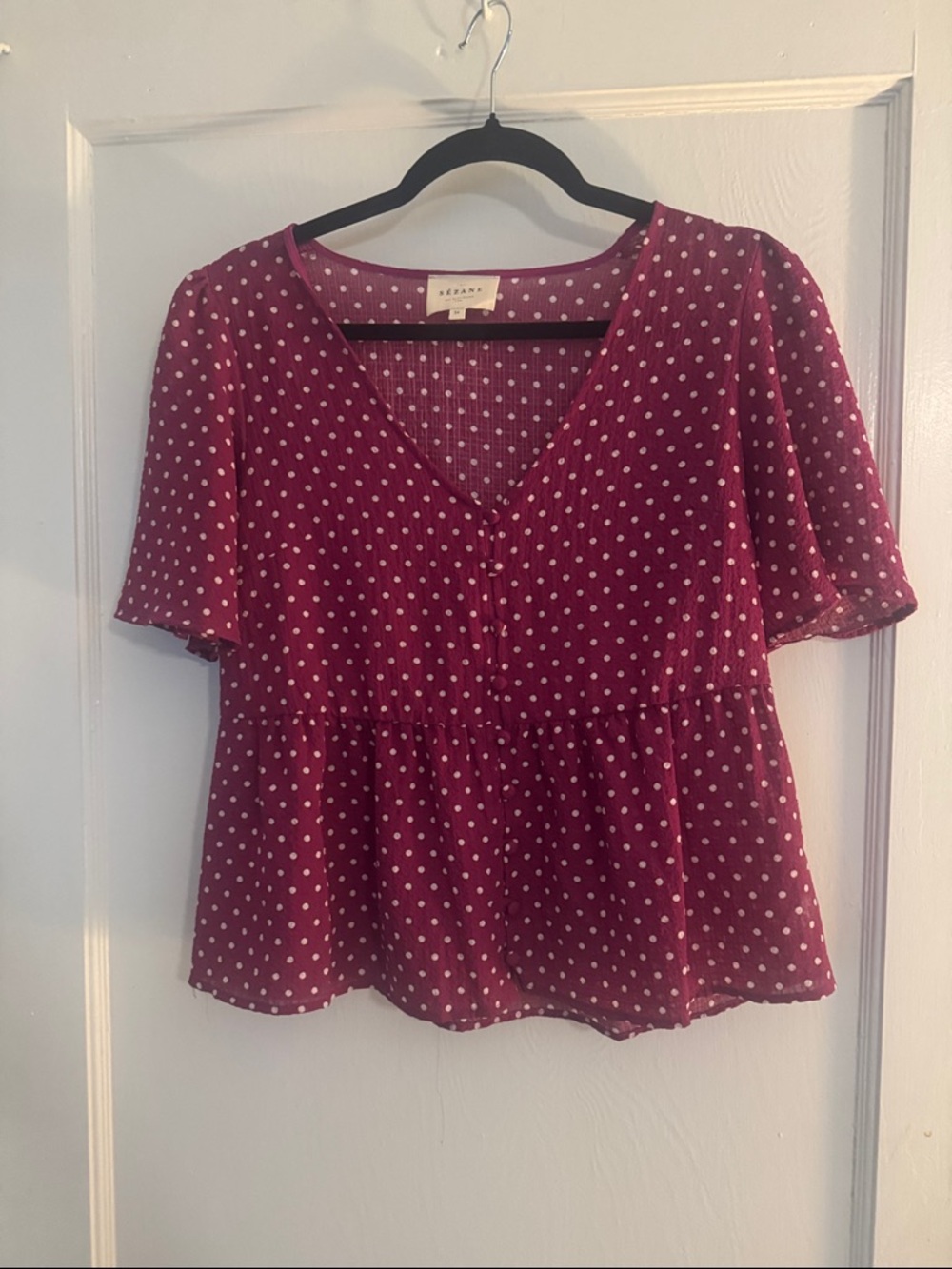 Polka Dot Peplum Blouse by Sezane